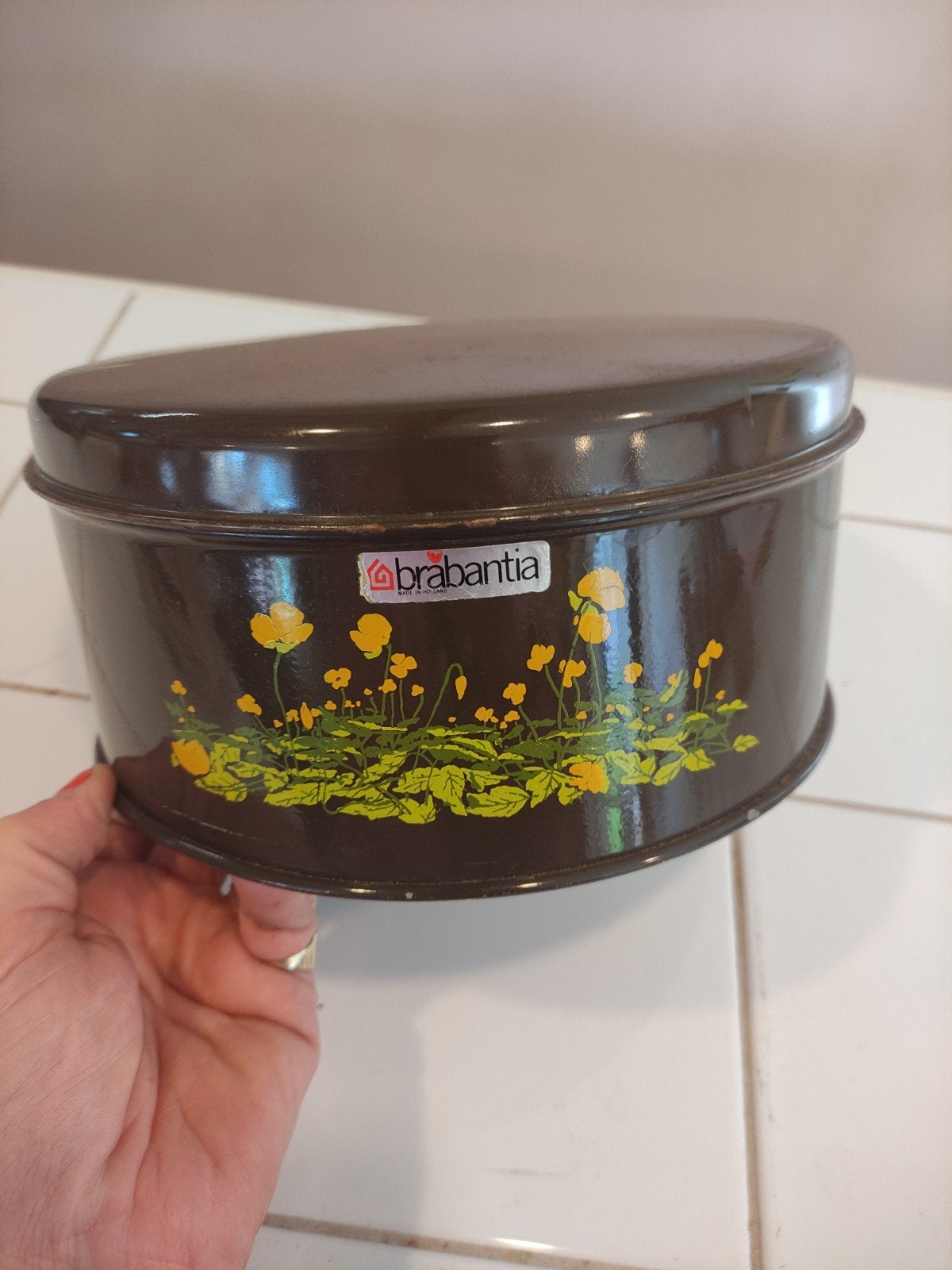 Vintage Brabantia Koektrommel met Bloemenpatroon, Ophalen of Verzenden
