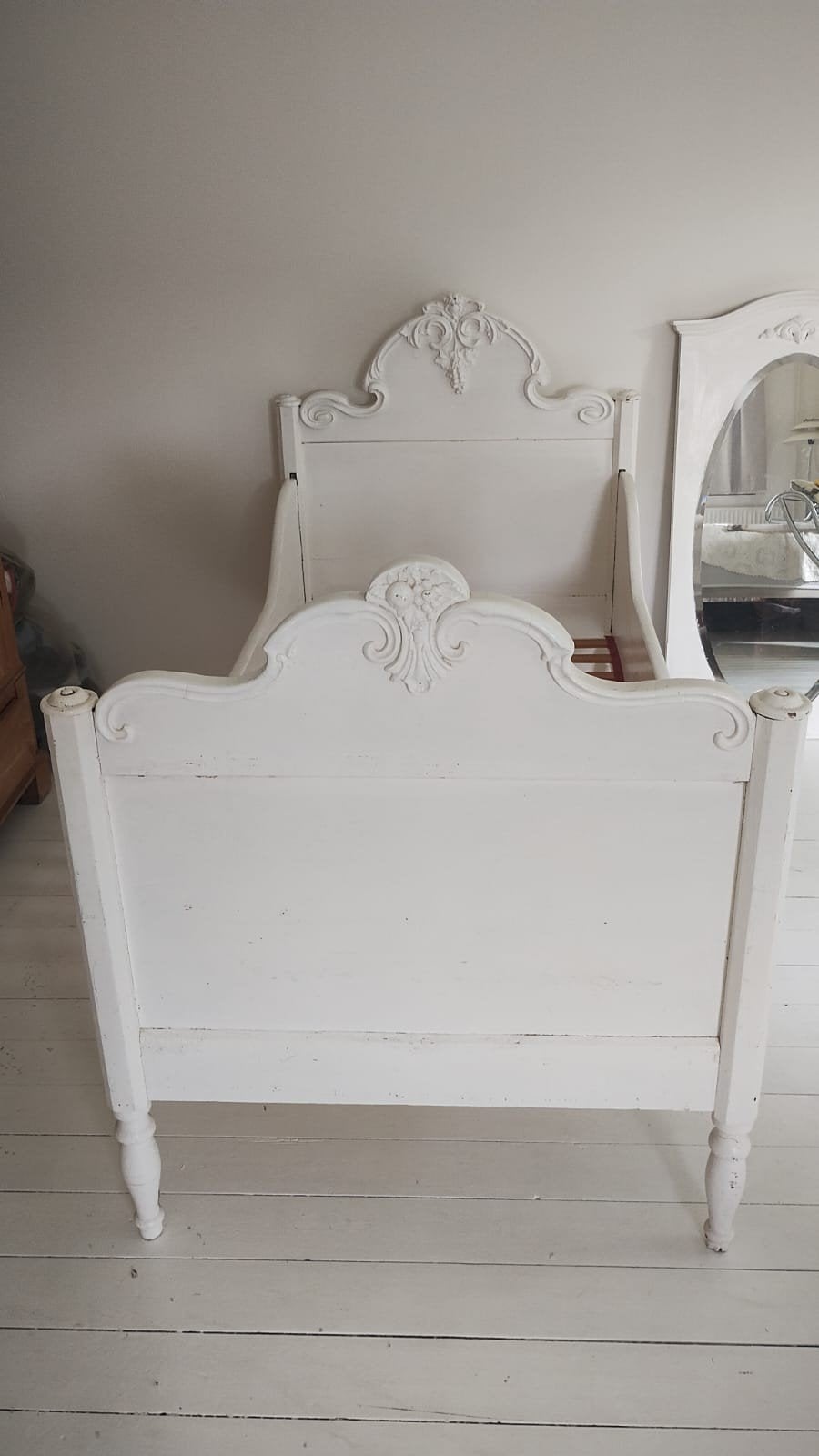 Antiek Deens kinderbed 170x80 cm wit, Ophalen, Gebruikt, Eenpersoons, Wit