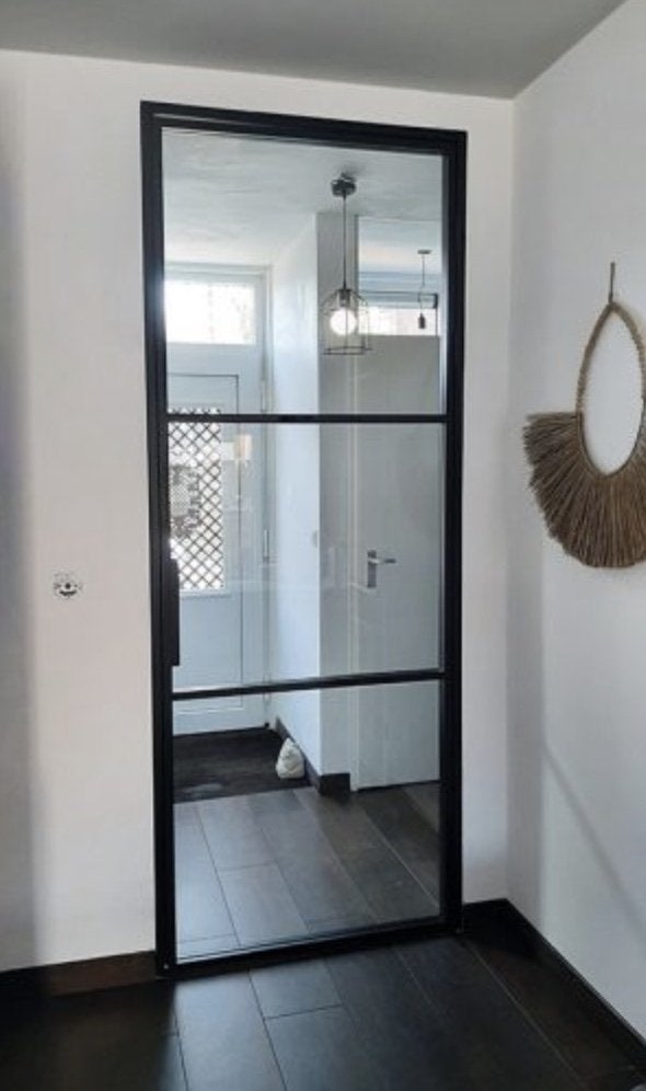 Aluminium Stalen Binnendeur met Kozijn stomp en glas, Niet ingevuld, 80 tot 100 cm, 215 cm of meer, Binnendeur