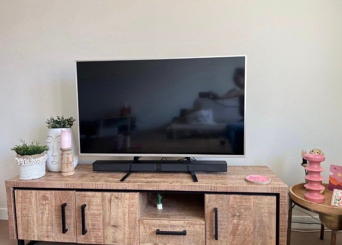 Zo goed als nieuw TV-meubel/dressoir met stoere houtlook, Ophalen, 100 tot 150 cm, Zo goed als nieuw, Minder dan 100 cm