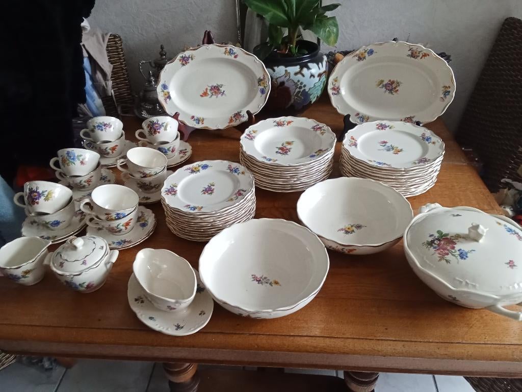 12 persoons eet+koffie servies FLEUR DE SAX van BOCH, Ophalen