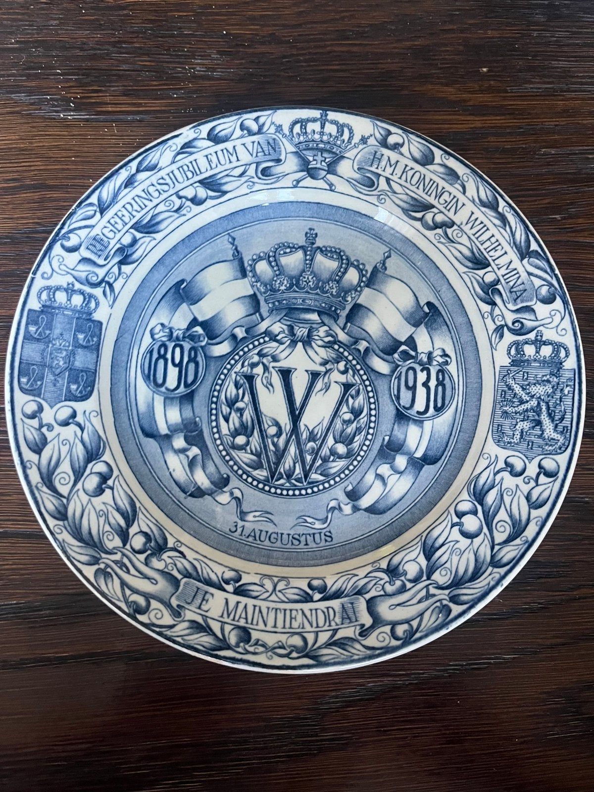 Herdenkingsbord Wilhelmina, Verzamelen, Ophalen of Verzenden, Zo goed als nieuw, Kaart, Foto of Prent