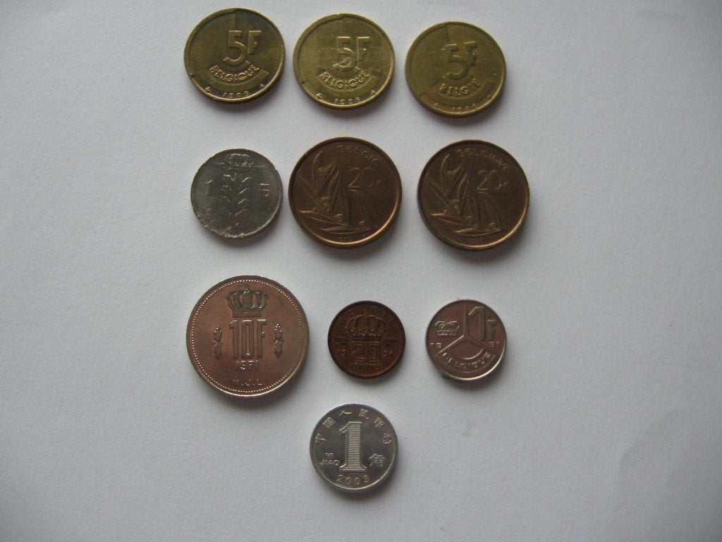 Tien munten uit België en Luxemburg, Postzegels en Munten, Ophalen of Verzenden, Brons, Losse munt