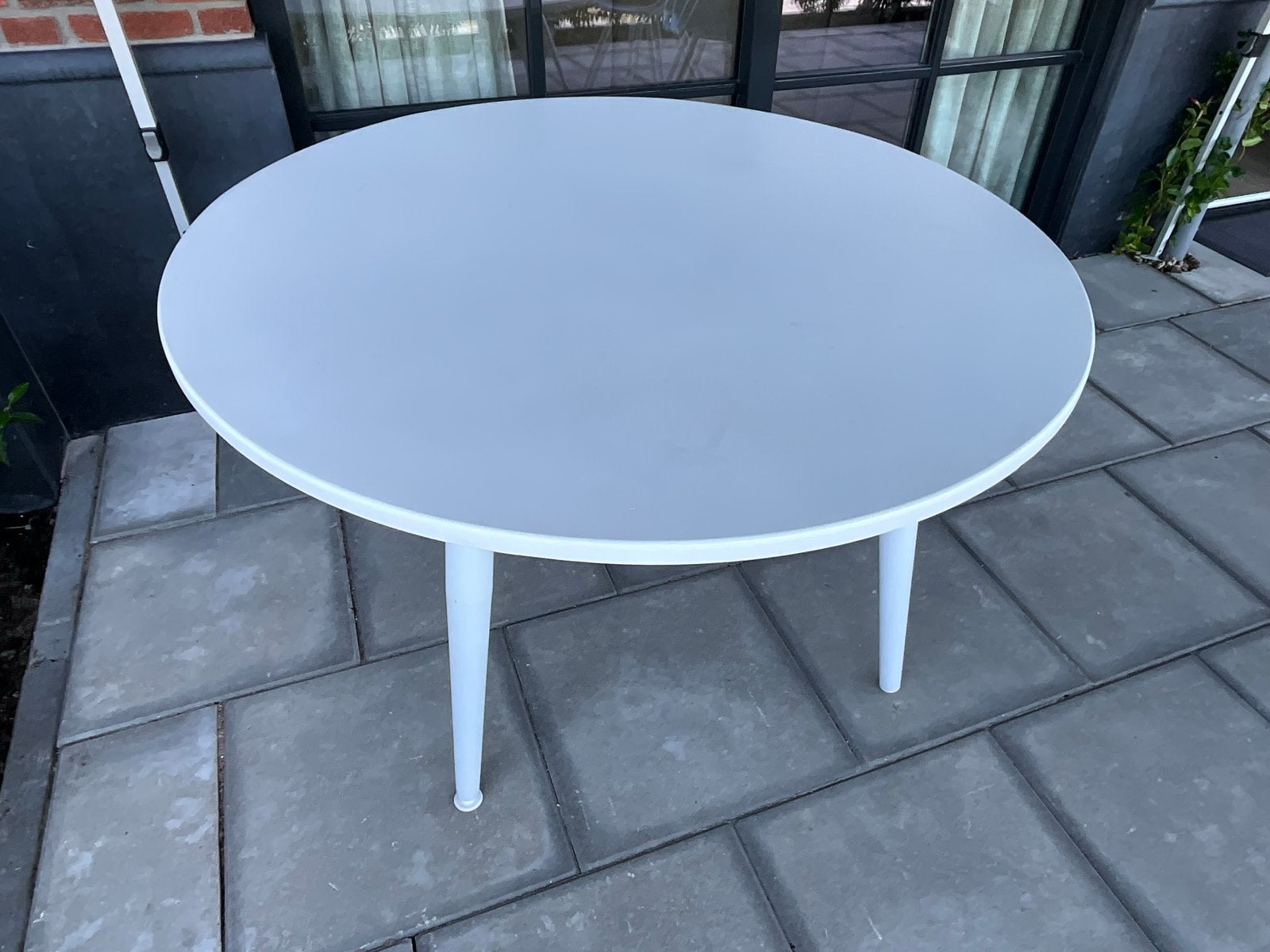 Witte ronde metalen tuintafel (125 cm), Ophalen, Gebruikt, Rond, Metaal