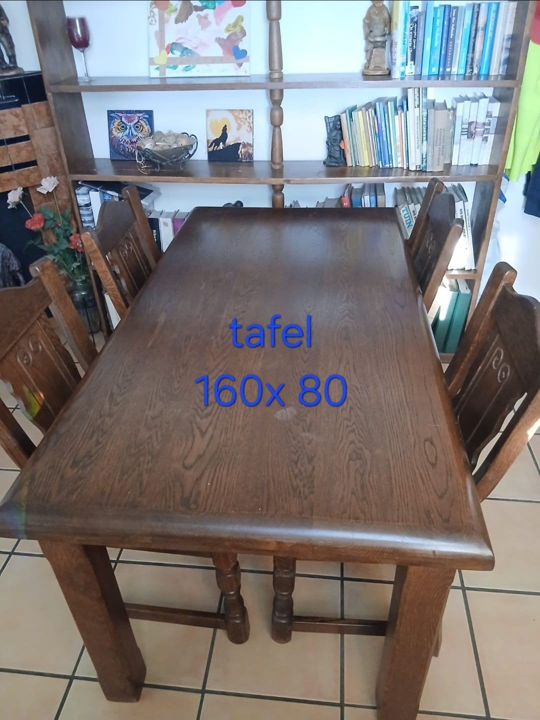 Tafel en 4 stoelen, Ophalen, Gebruikt, 4 tot 6 stoelen