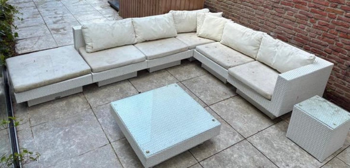 Loungeset tuinset wit, Tuin en Terras, Tuinsets en Loungesets, Ophalen of Verzenden, Zo goed als nieuw, Kunststof