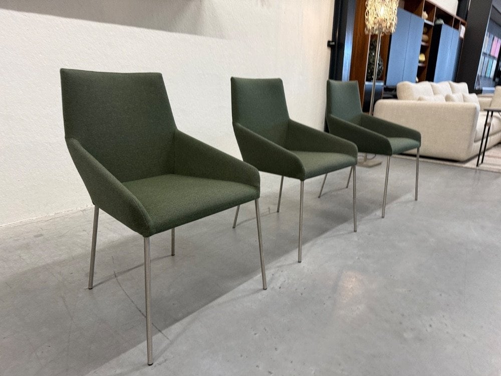 3 Nieuw Design on Stock Penta Eetkamerstoel groen stof Stoel, Overige kleuren, Drie, Ophalen of Verzenden, Stof