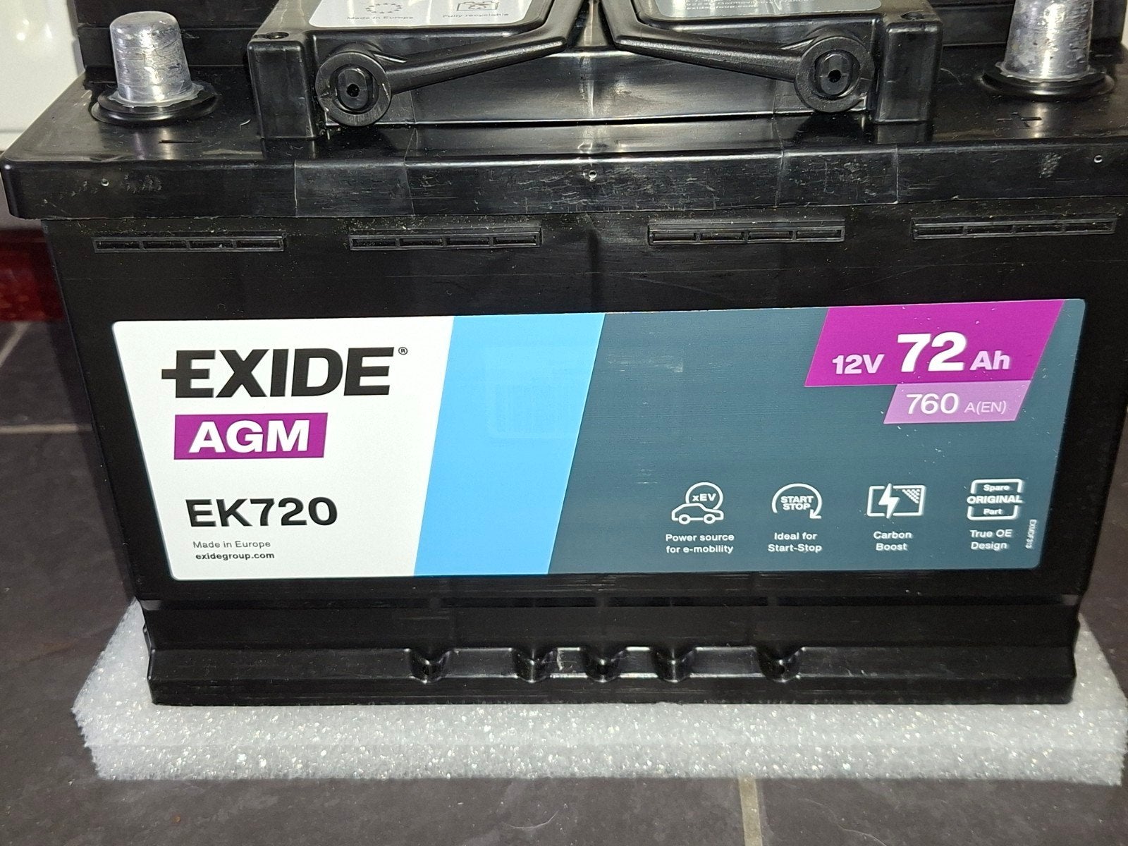 Exide AGM EK720 Accu 12V 72Ah 760A Start-Stop, Auto-onderdelen, Gebruikt, Universele onderdelen