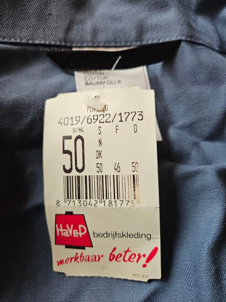 HaVeP Bedrijfskleding Werkjas Maat 50 Nieuw, Heren, Nieuw, Ophalen of Verzenden, Jas