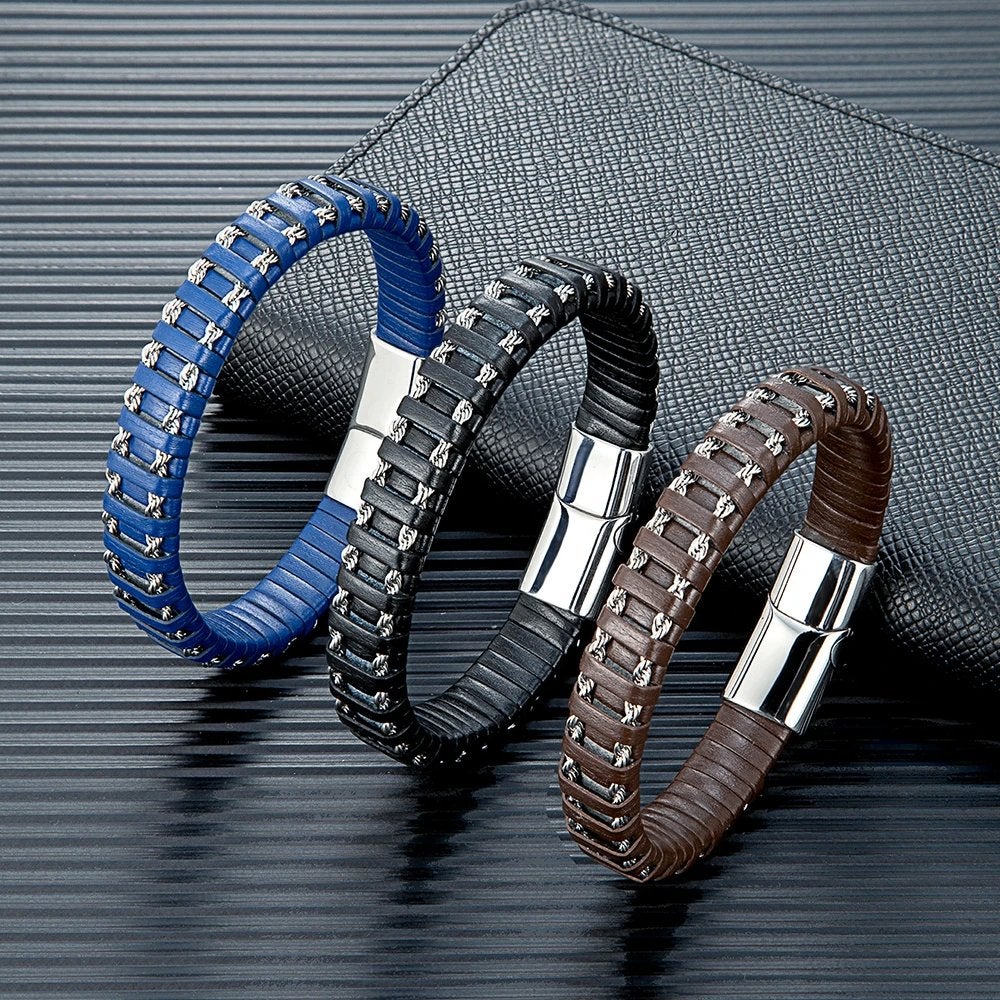 Leren Heren Armband Met Ketting, Verzenden, Nieuw, Overige kleuren, Leer