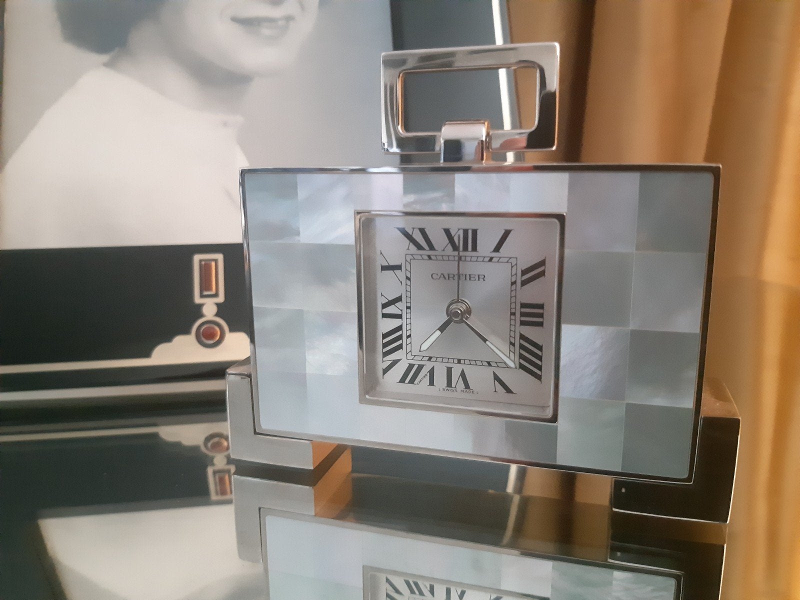 Cartier Art Deco MOP tafelklok (Patek, Rolex, LeCoultre), Antiek en Kunst, Ophalen of Verzenden