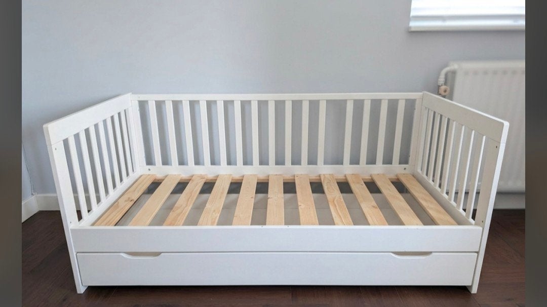 Wit Peuterbed 140x60 met Bedlade - Ideaal voor Overgang, Ophalen