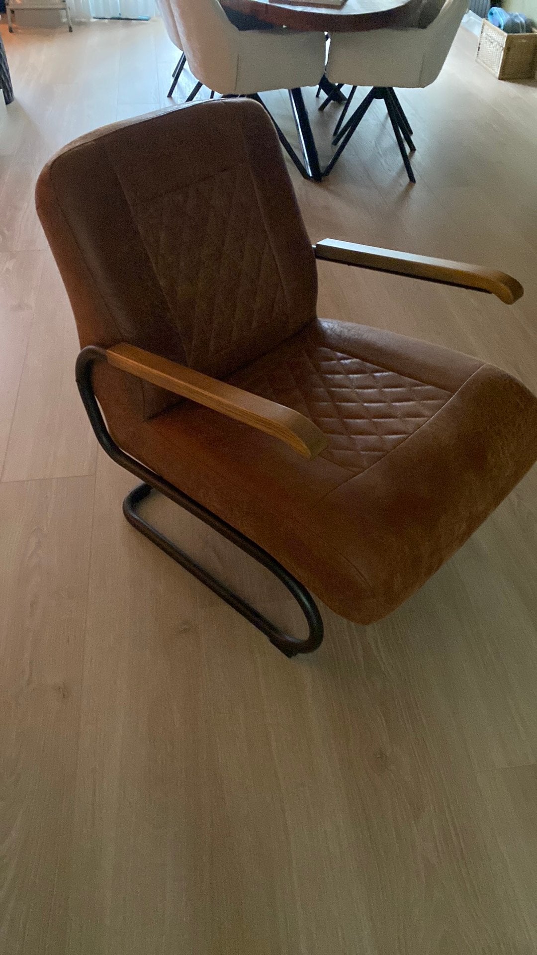 Comfortabele fauteuil van Haco - Cognac leerlook, Ophalen, Gebruikt, Bruin, Eén
