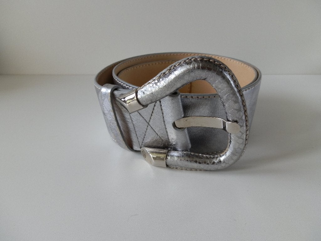 Francesco Biasia riem. Zilver Kleurig. Leer., Kleding | Dames, Riemen en Ceinturen, Echt leder, Tailleriem, Ophalen of Verzenden