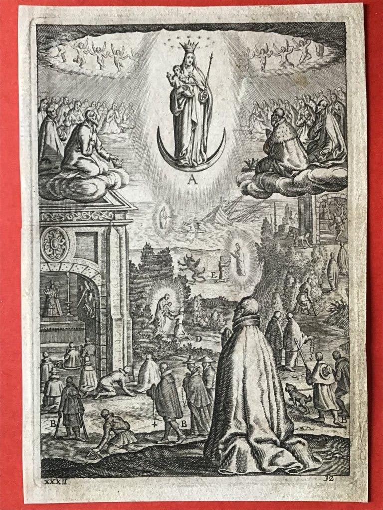 17e Gravure Boetius A. Bolswert (1580-1633), Religie, Gravure, 15 cm, Origineel