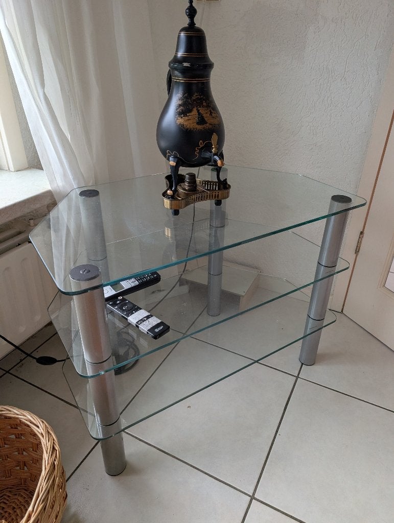 Televisiemeubel 75 x 45 x 56cm hoekmeubel, Huis en Inrichting, Ophalen, Gebruikt, 50 tot 100 cm, Glas