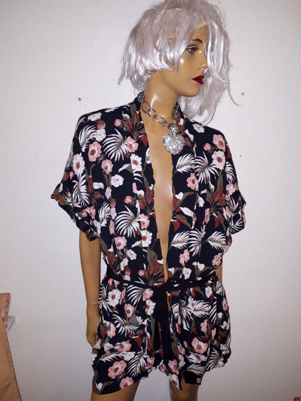 Zomerse Kimono met Bloemenprint maison Scotch Maat S/M, Kleding | Dames, Maat 38/40 (M), Zwart, Zo goed als nieuw, Boven de knie