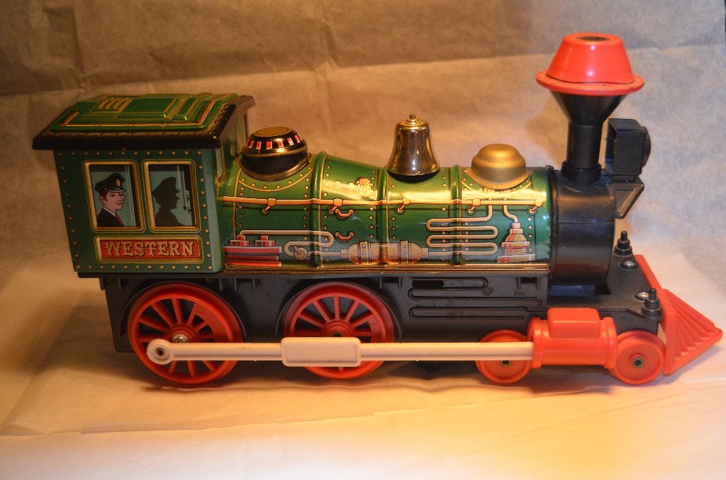Blikken trein jaren '60 Japan Modern Toys 'Western' groen., Ophalen of Verzenden
