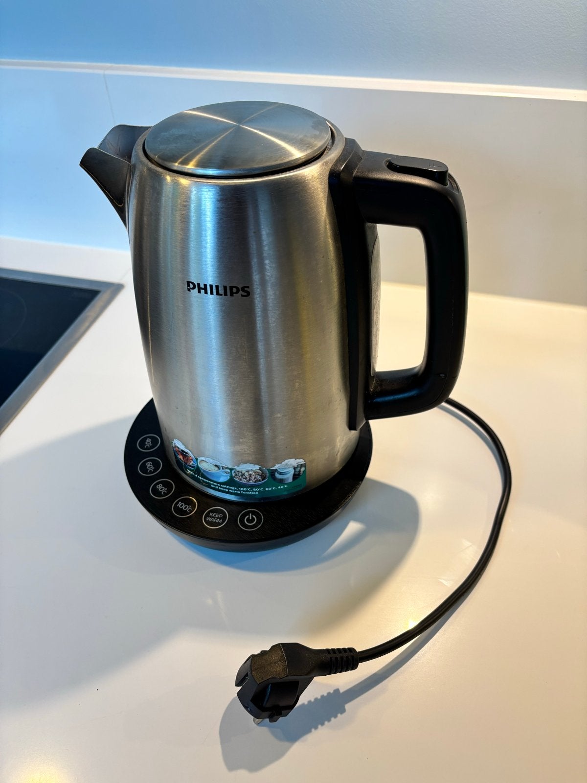 Philips Waterkoker HD9359 met Instelbare temperatuur - RVS, 1 tot 2 liter, Ophalen of Verzenden, Zo goed als nieuw, Draadloos