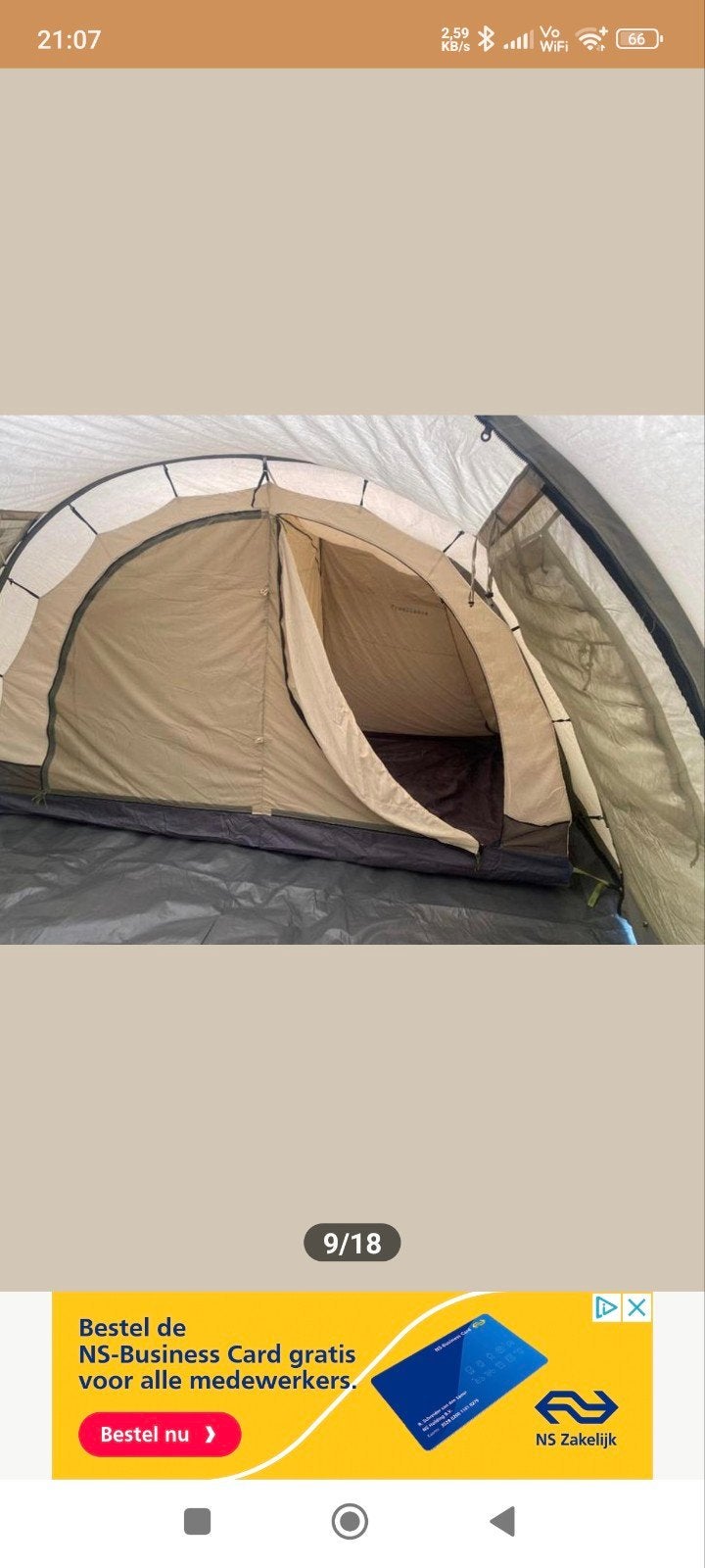 Ruime Nomad tunneltent voor 4-5 personen, Caravans en Kamperen, Tenten, Ophalen, Gebruikt
