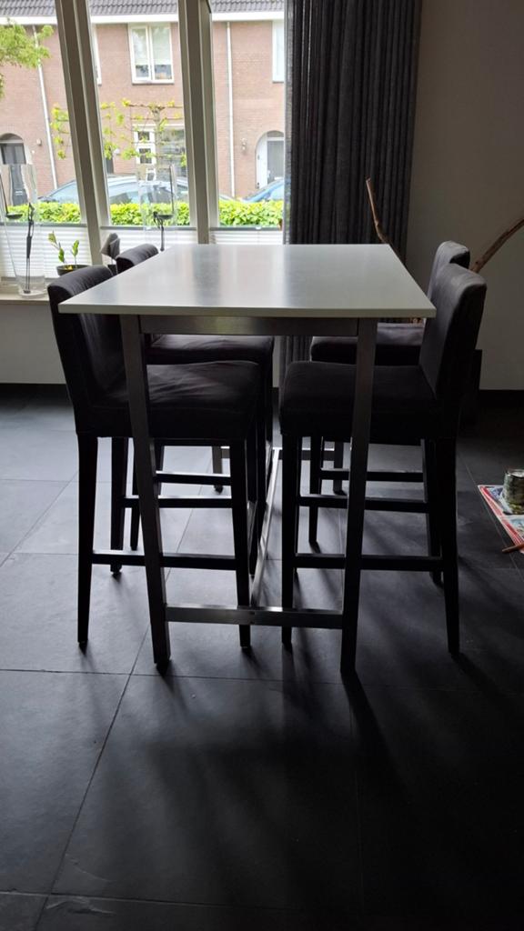 IKEA Bartafel met 4 stoelen - 120x80x100 cm, Huis en Inrichting, Gebruikt, 100 tot 150 cm, Overige materialen, Vier personen