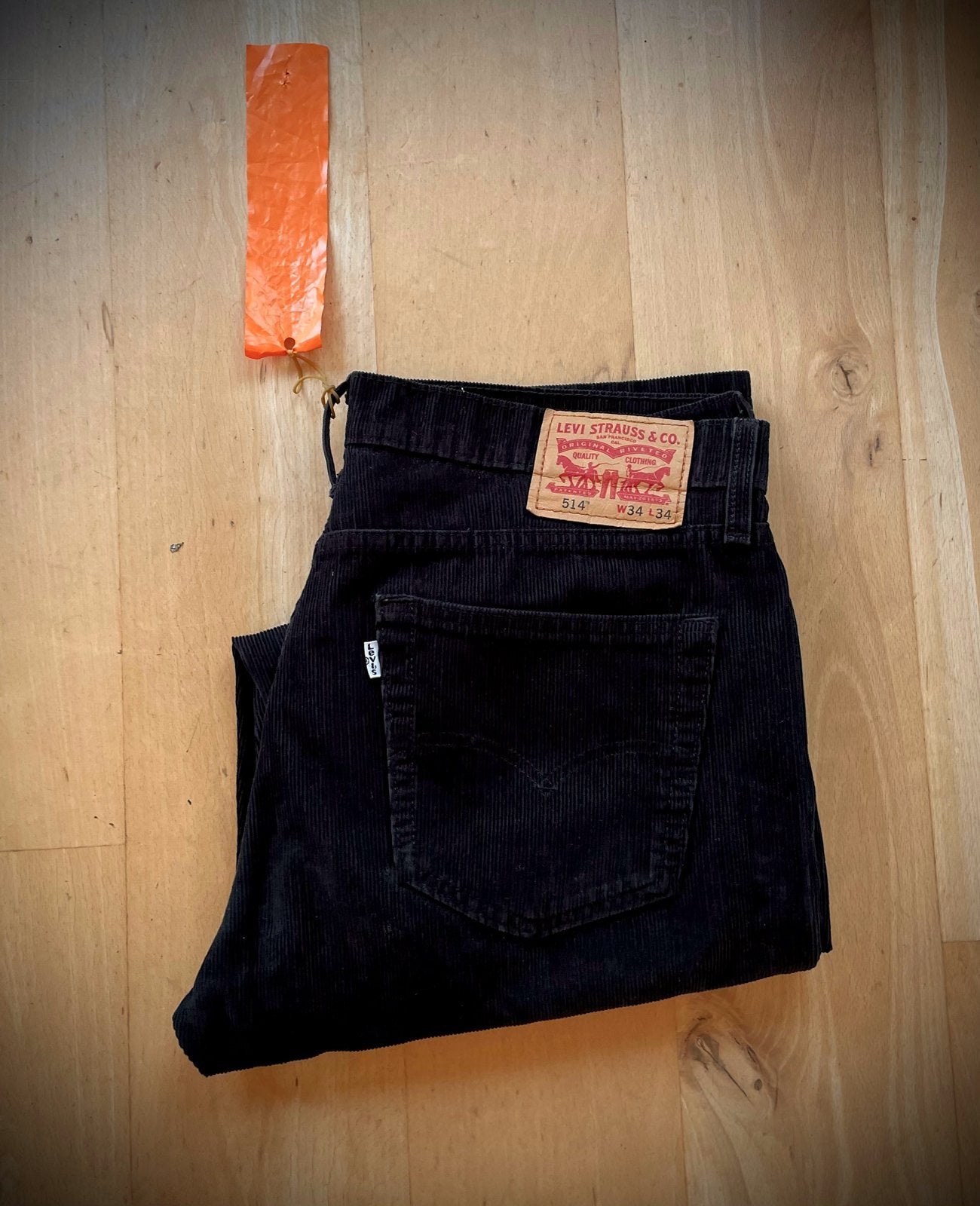 Levi’s 514 corduroy black rib katoen jeans W34 L32 / L34, Ophalen of Verzenden, Zwart, W36 - W38 (confectie 52/54)