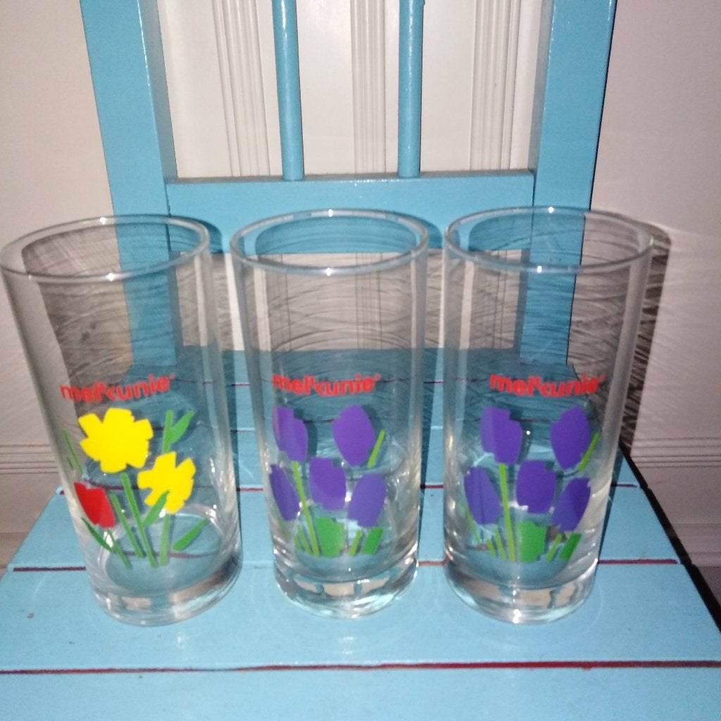 Melkunie glazen 3 stuks, Ophalen, Glas of Glazen, Gebruikt, Glas