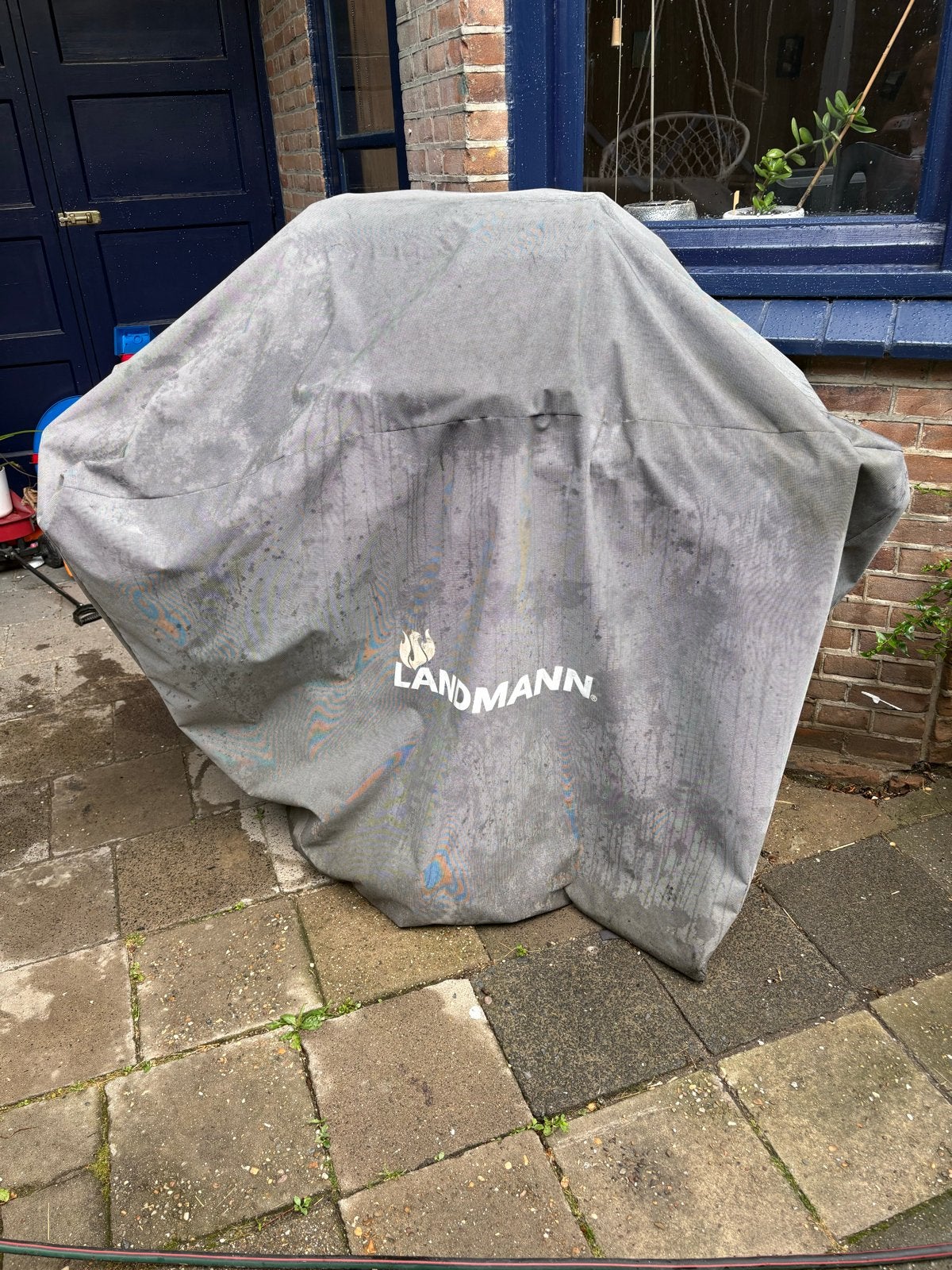 Landman gasbarbecue met 2 branders, zijbrander en hoes, Ophalen, Gebruikt