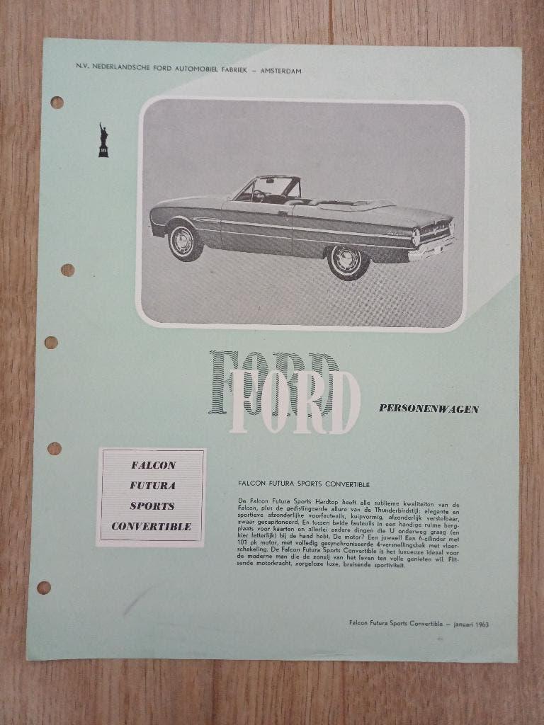 Ford Falcon Futura Sports Convertible leaflet uit 1963, Ophalen of Verzenden, Gelezen, Ford