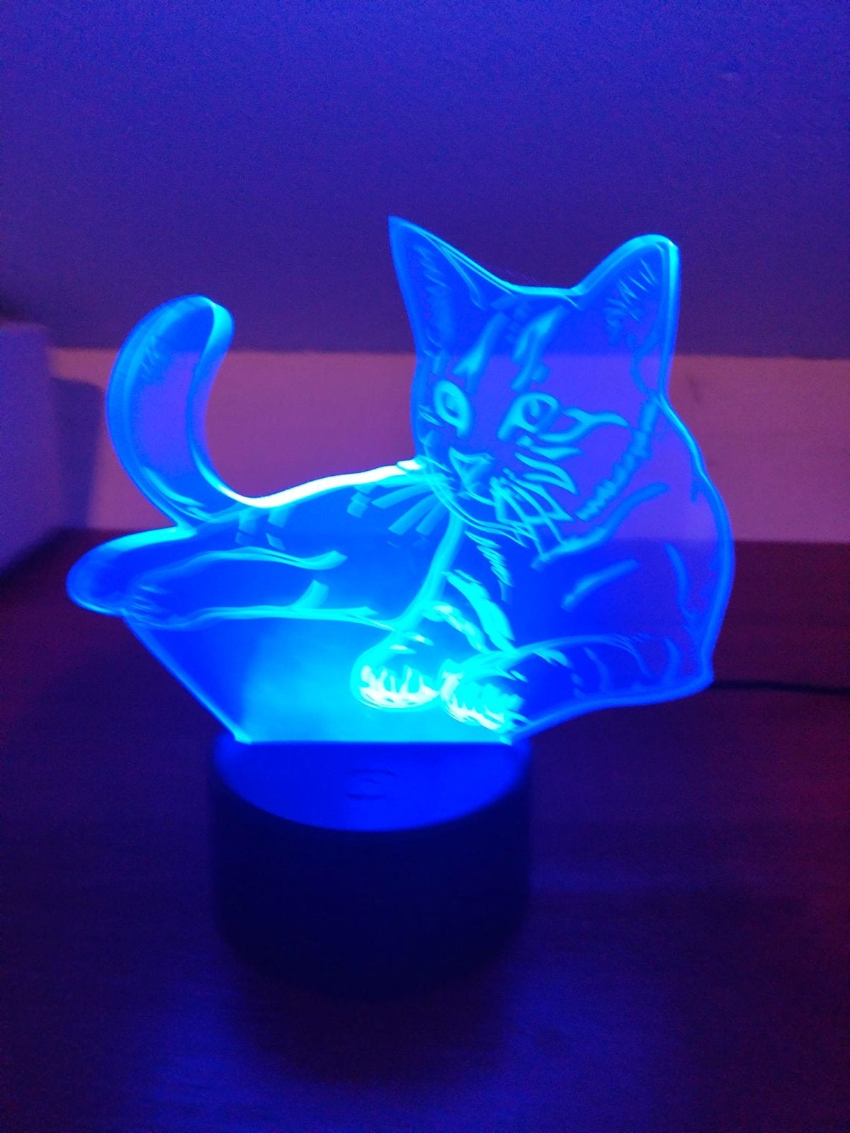 3D Kat Nachtlampje - Meerkleurig LED, Meerkleurig, Kunststof, Ophalen of Verzenden, Zo goed als nieuw