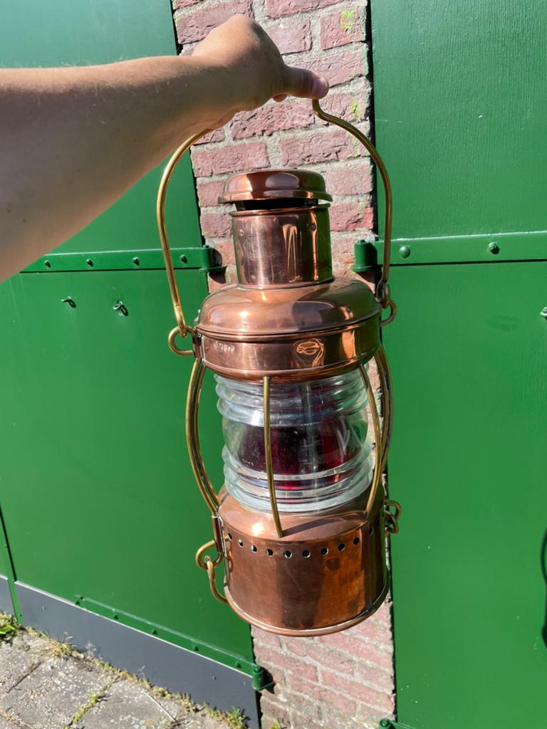 Grote Koperen Scheepslamp 50 cm, Antiek en Kunst, Antiek | Lampen, Ophalen