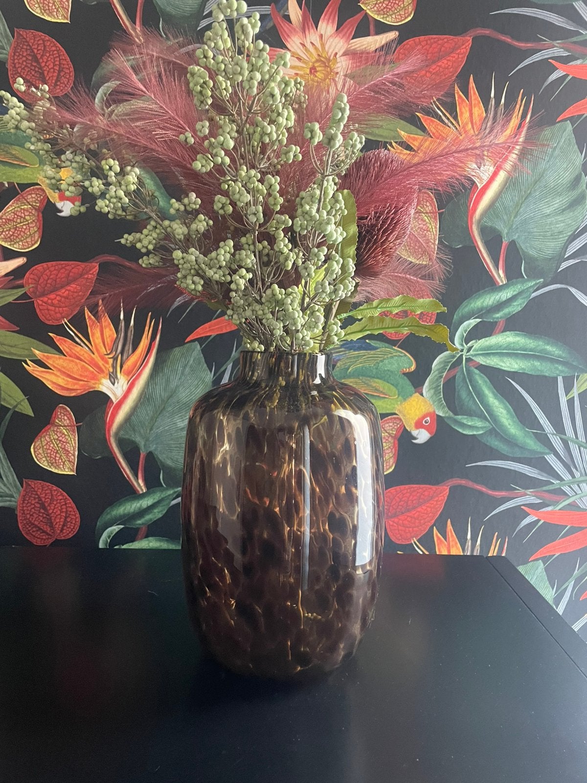 Vaas panterprint met bloemen, Ophalen, Zo goed als nieuw