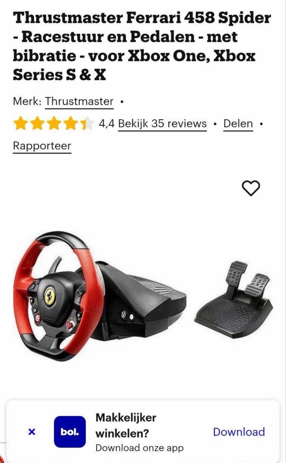 Thrustmaster Ferrari 458 Spider racestuur voor Xbox, Spelcomputers en Games, Ophalen of Verzenden, Zo goed als nieuw, Stuurtje of Sportattribuut
