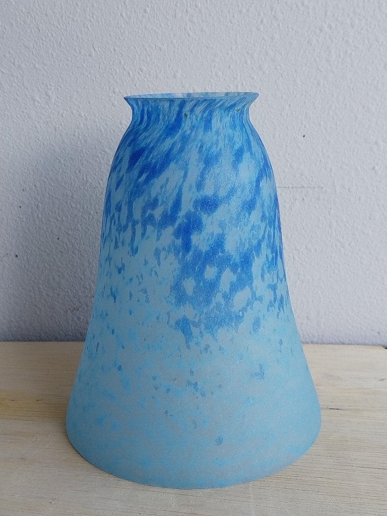 Art Deco lampenkap blauw gemarmerd glas jaren 30, Ophalen of Verzenden
