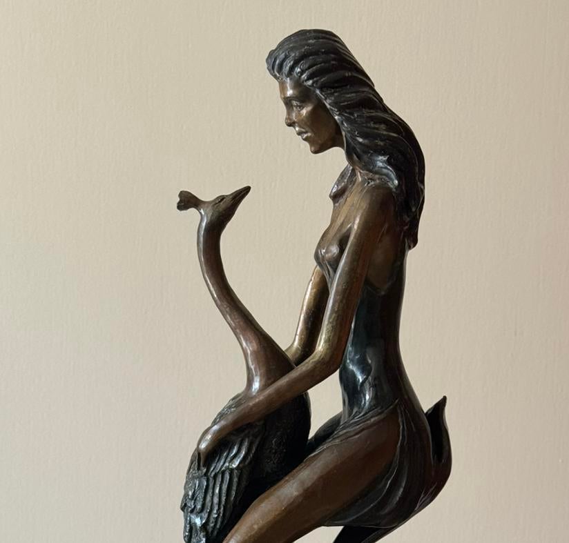 Chiparus Lady met Pauw Bronzen Beeld - Art Deco Stijl 52cm, Ophalen, Art deco, 20 - 50 cm, Beeld