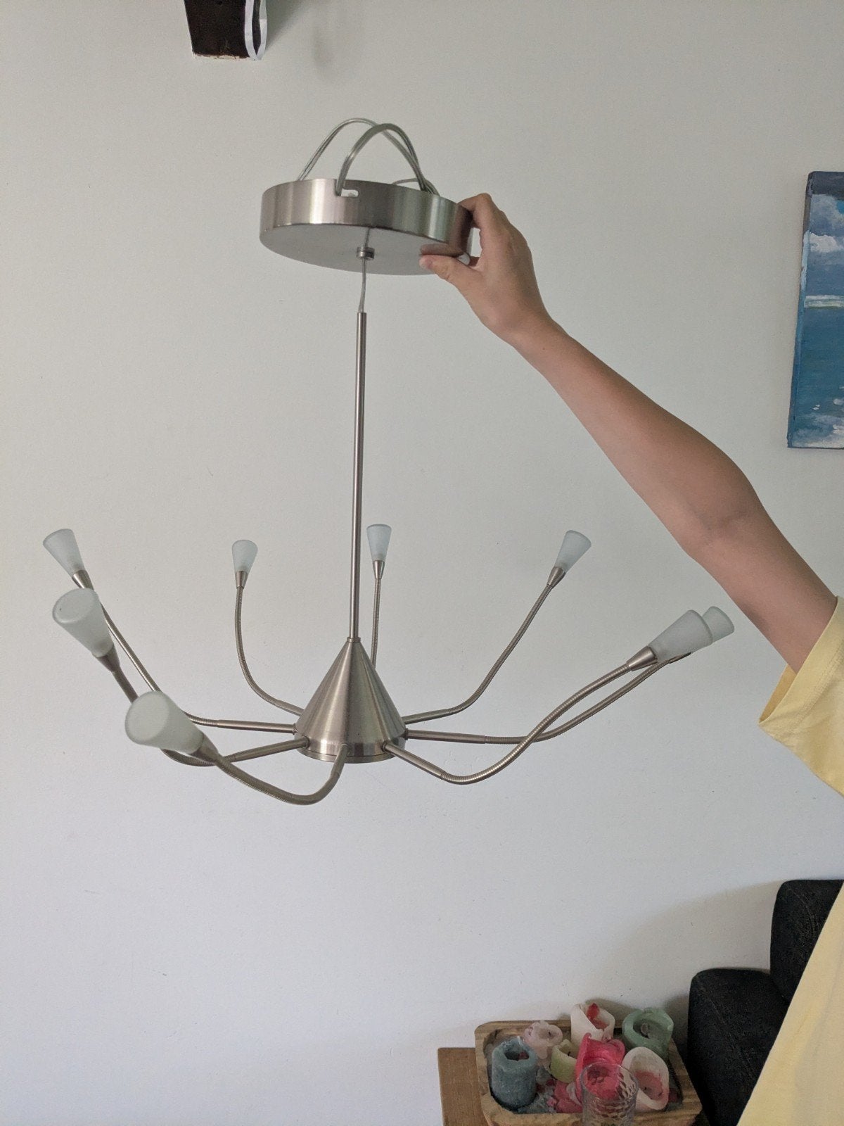 Ikea Holby Halogeenlamp met 8 flexibele armen, Gebruikt, Overige fittingen, Ophalen of Verzenden, Metaal
