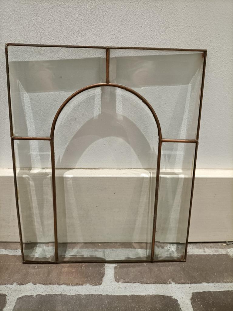 Leuk klein glas in lood raampje. Facet glas. Vintage., Ophalen