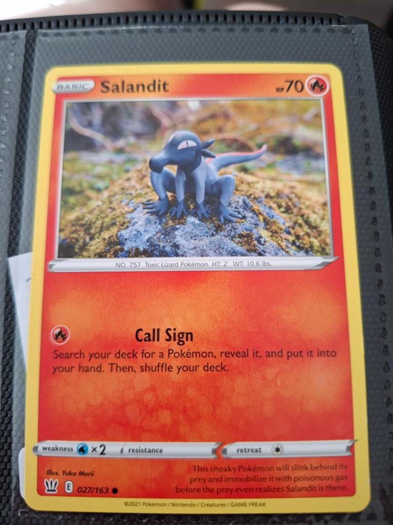 Salandit Pokémon Kaart - Basic, HP 70, 027/163, Ophalen of Verzenden, Zo goed als nieuw, Losse kaart