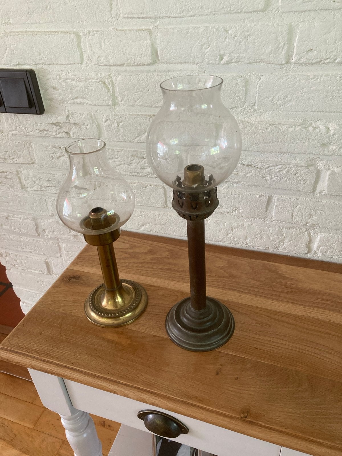 Set van 2 Vintage/Antieke windlichten type Karlskronalykta, Ophalen of Verzenden