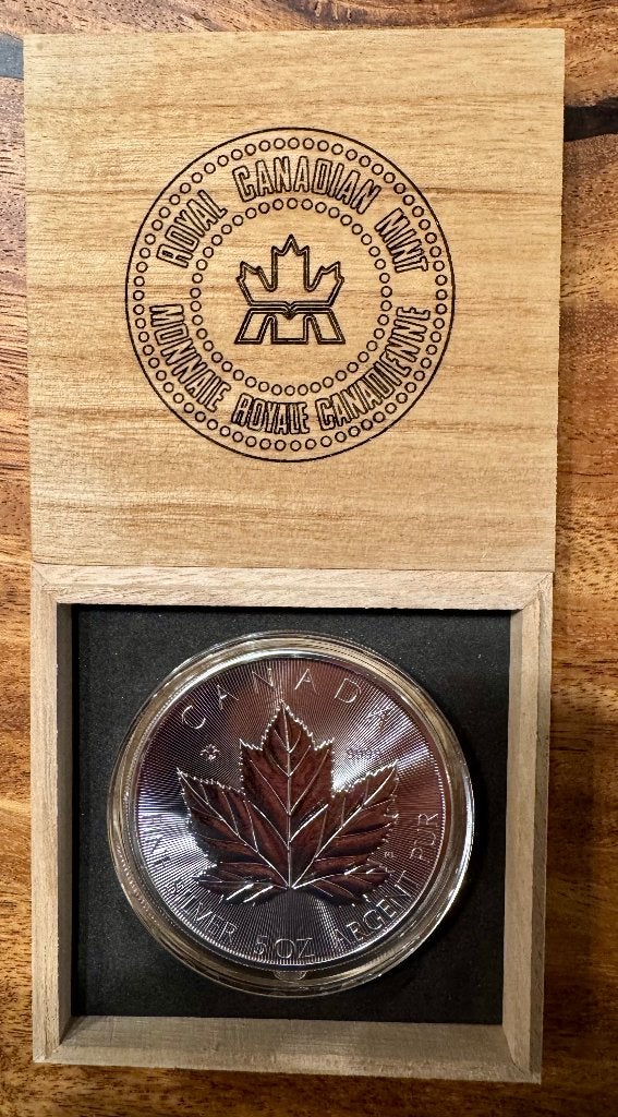 5 oz Maple Leaf zilver munten, Postzegels en Munten, Edelmetalen en Baren, Ophalen of Verzenden, Zilver