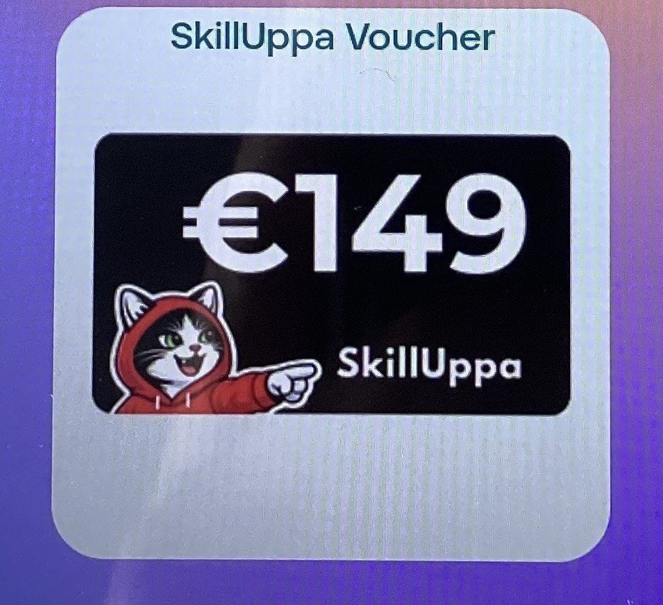 SkillUppa voucher t.w.v. €149 -NIEUW -voor online trainingen, Eén persoon, Cadeaubon
