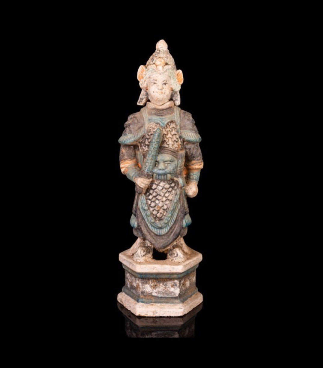 Uniek Chinees Sancai/Fahua Krijger Beeld - Ming-dynastie (37, Ophalen of Verzenden, 20 - 50 cm, Steen of Keramiek, Beeld