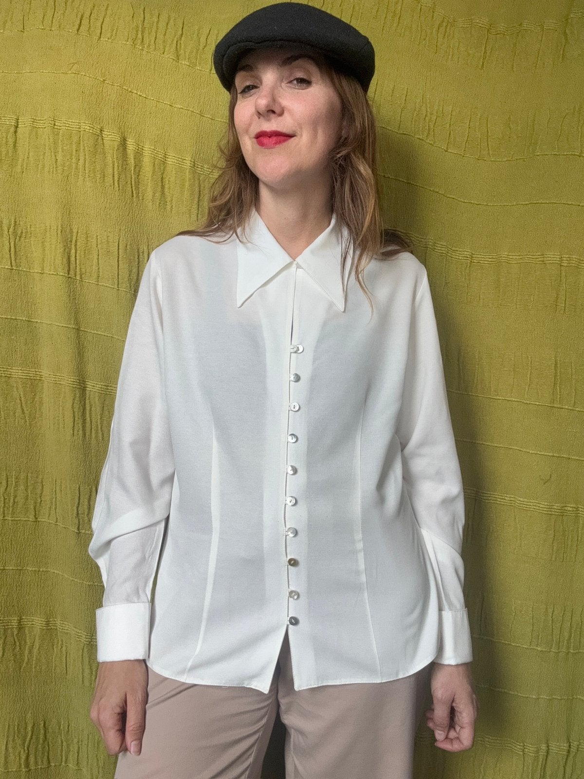 Vintage witte blouse/shirt/overhemd - brocante - 40/L, Kleding | Dames, Maat 38/40 (M), Hgv, Wit, Hgv