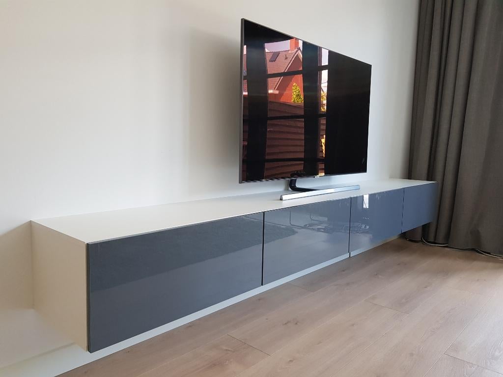 VOORRAAD Zwevend tv-meubel 140 of 180cm Wit/ Hoogglans grijs, Nieuw, Bezorging en Montage mogelijk tegen meerprijs, Nieuw, Ophalen of Verzenden