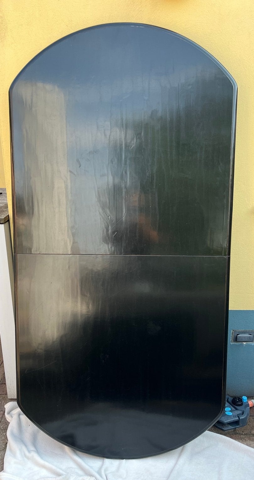 Zwarte Flamant uitschuifbare eettafel met gebogen poten, Ophalen, Gebruikt, Klassiek, 50 tot 100 cm