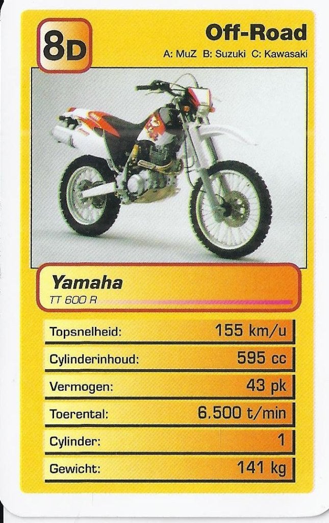 Mok9 motorkaartje 8d yamaha tt 600 r, Ophalen of Verzenden, Zo goed als nieuw, Motoren