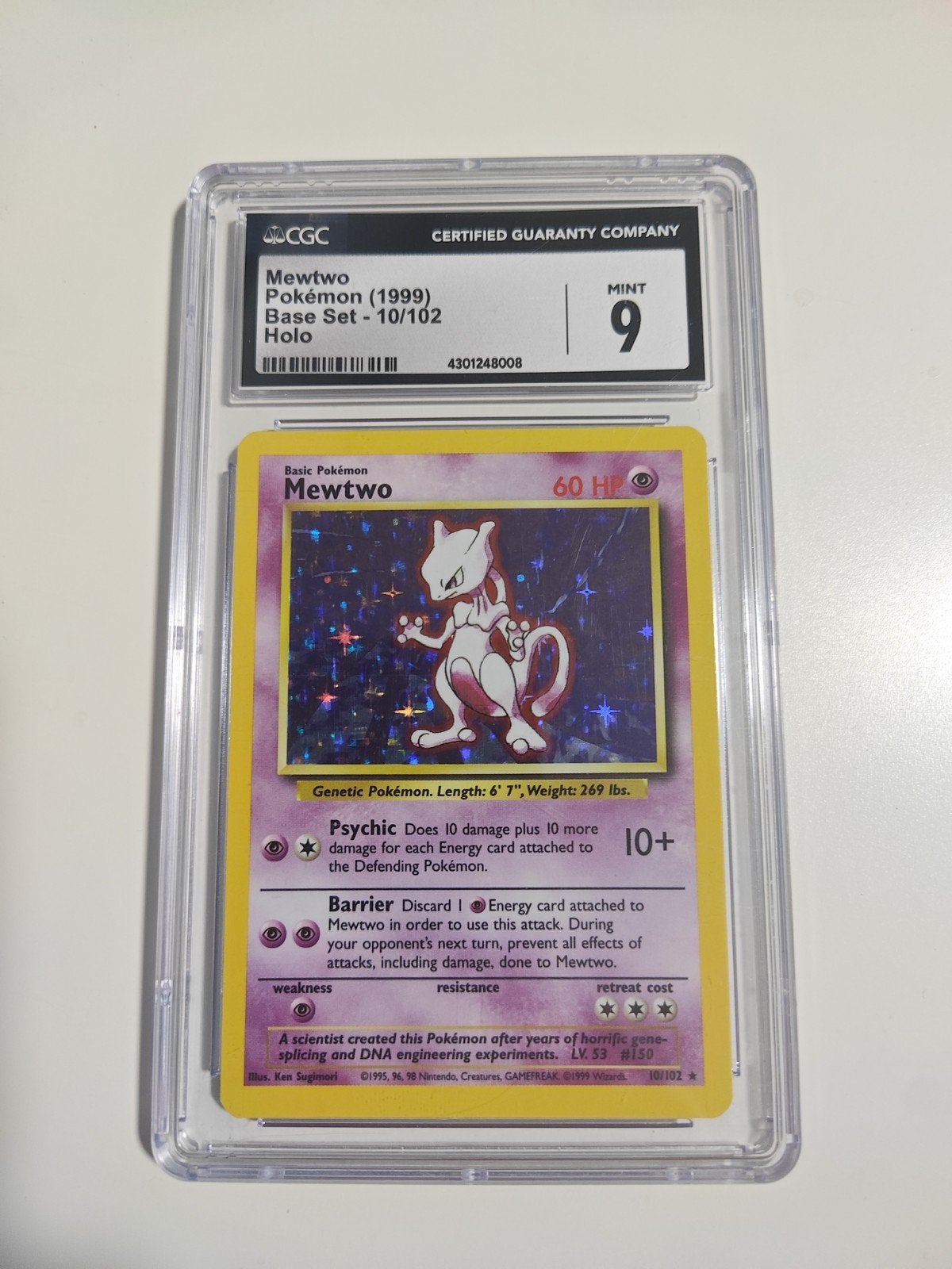 Pokémon Mewtwo Base Set Holo 10/102 (1999), Ophalen of Verzenden, Zo goed als nieuw