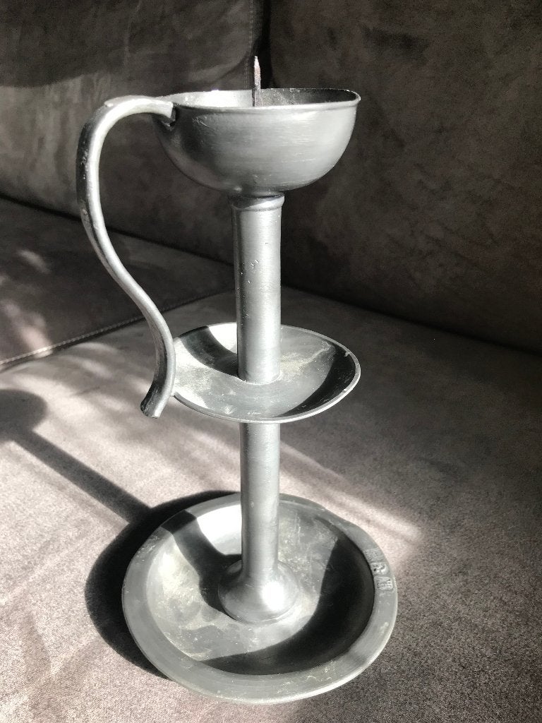 Tinnen Kandelaar Vintage Antiek., Ophalen of Verzenden, Overige materialen