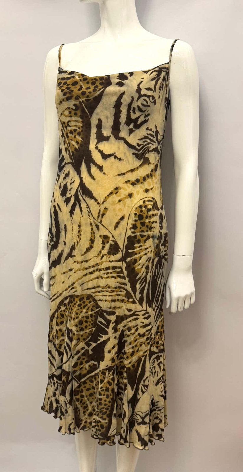 Rare class roberto cavalli jungle tiger & leopard dress, Ophalen, Zo goed als nieuw, Bruin, Boven de knie