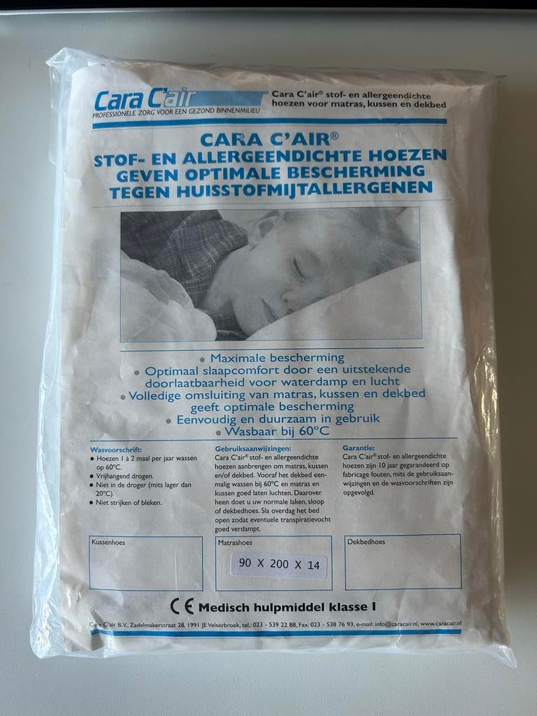 Cara C'air Allergeendichte Matrashoes 90x200x14 cm, Huis en Inrichting, Slaapkamer | Beddengoed, Eenpersoons, Nieuw, Ophalen of Verzenden